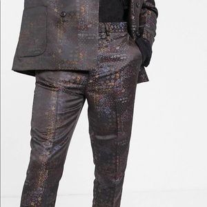 Tapered smart pants In Maroon Jacquard